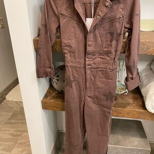 Pistola Aviator Jumpsuit with Star Design, Royal Coffee, NWT, Size XS